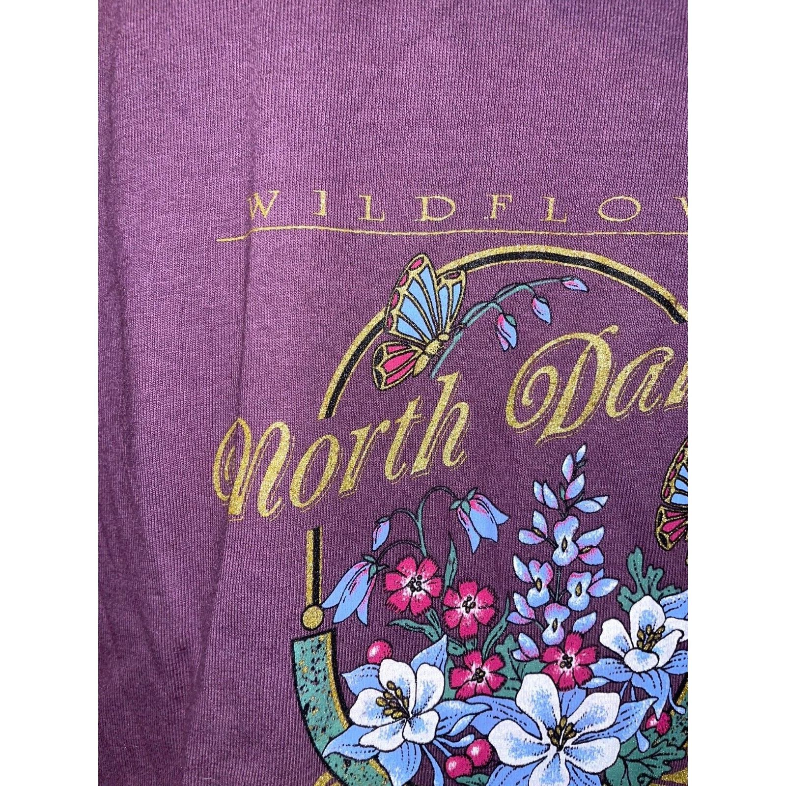 Anvil Vintage North Dakota Shirt Wildflowers Flower Purple 90s VTG Size US L / EU 52-54 / 3 - 3 Thumbnail