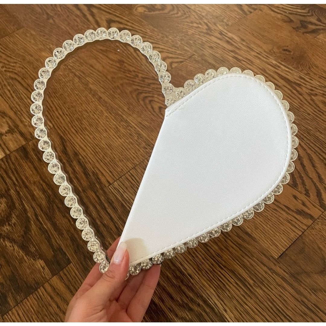 Other SHLKNKLE Clutch Bag, Heart Rhinestone Clutch Purse Handbag Size ONE SIZE - 3 Thumbnail