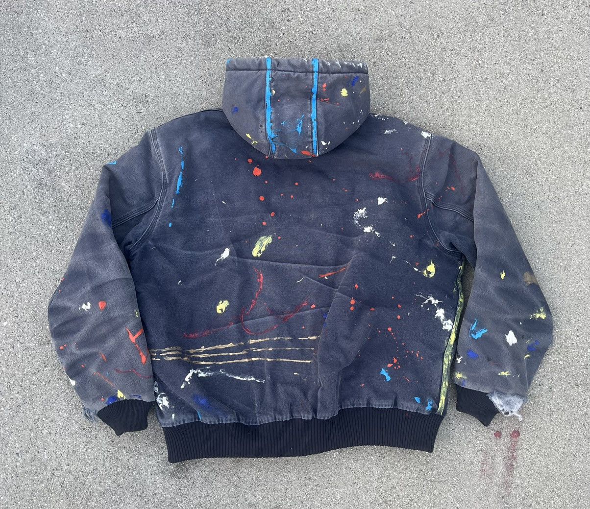 Custom Carhartt Jacket Thrashed Distressed Faded Quilt J140