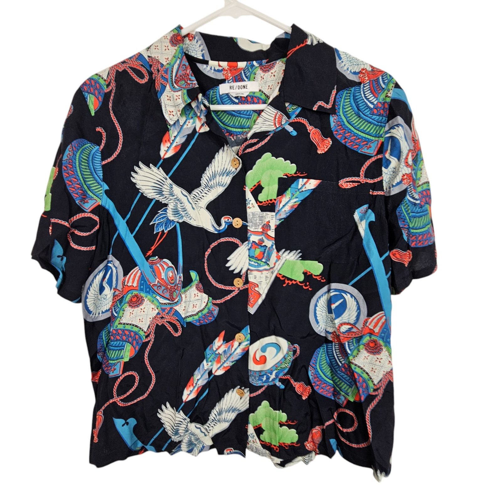 RE/DONE Re/DoneWomens Japanes Tsuru Hawaiian Crane Shirt Size M Bird Size M / US 6-8 / IT 42-44 - 2 Thumbnail