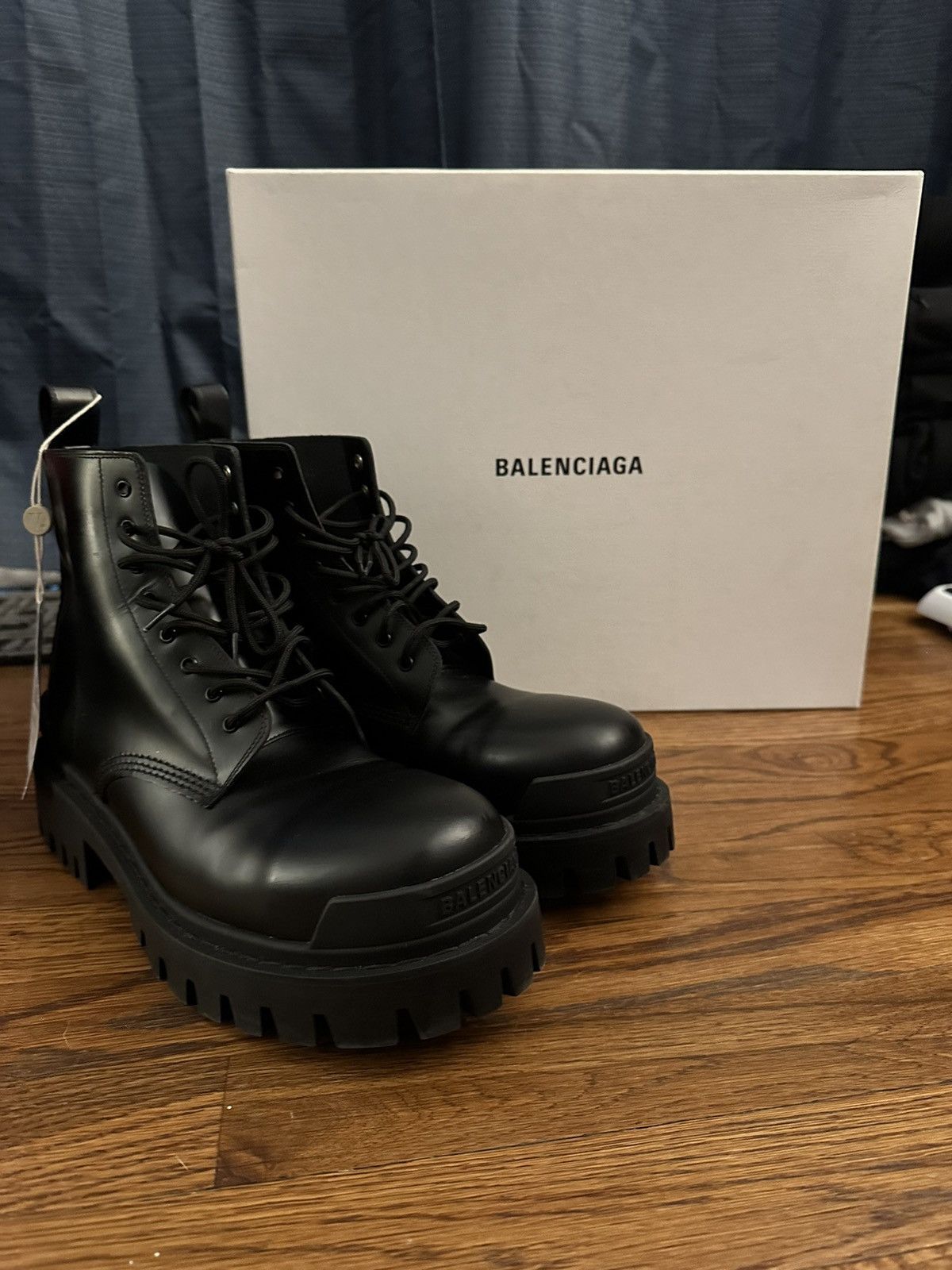 Balenciaga black strike boots