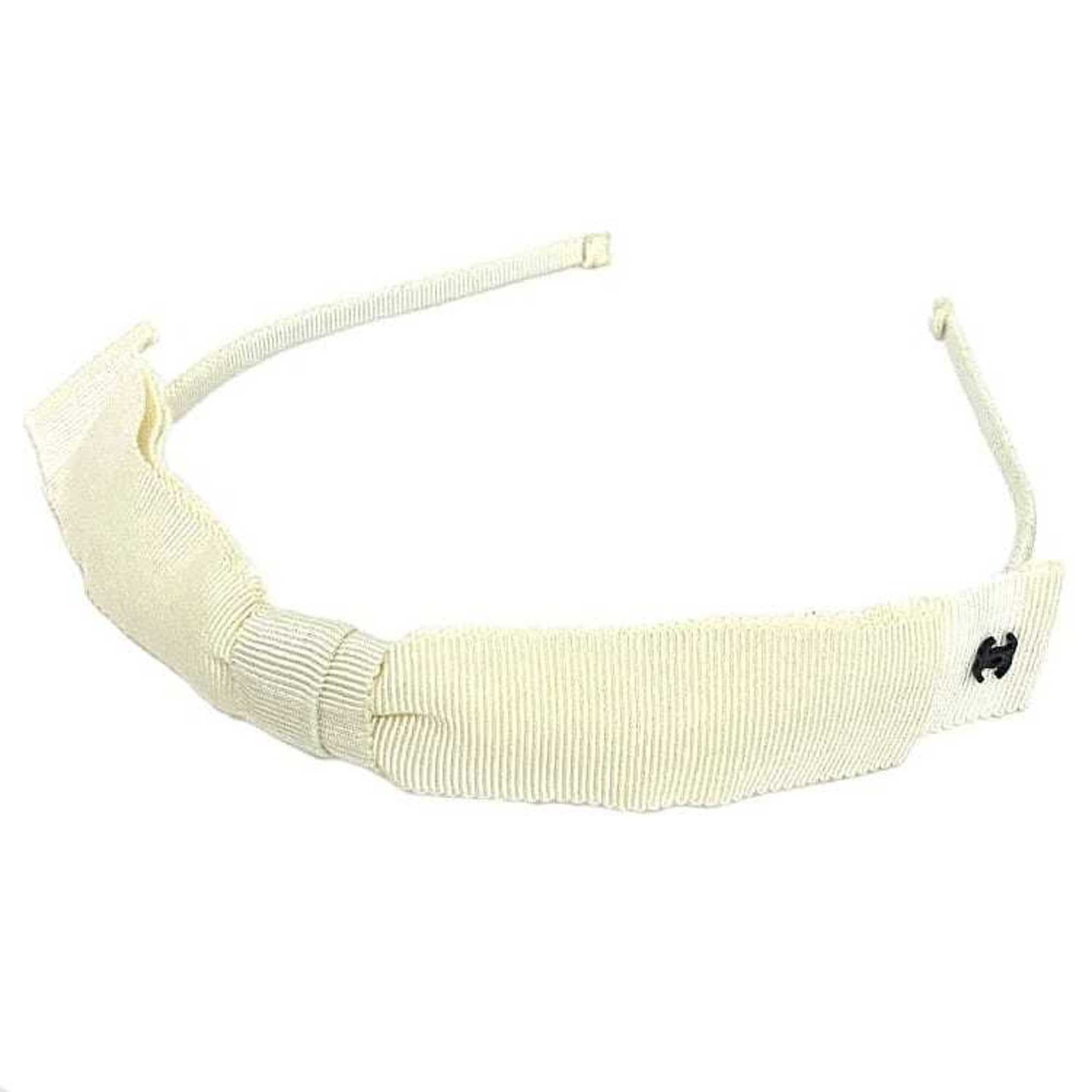image of Chanel Headband White Coco Mark Ribbon Canvas 20 A Chanel Hair Monotone Women's