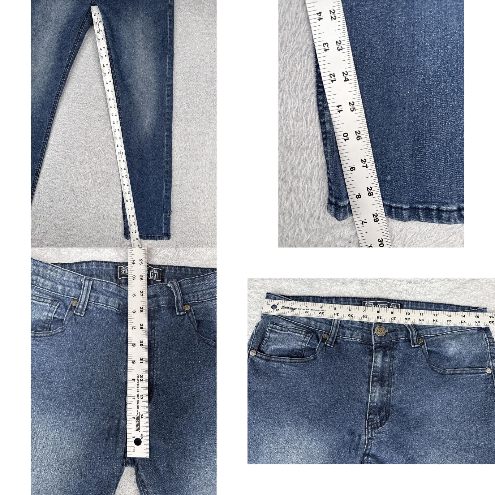 Vintage Stitches & Rivets Jeans Mens 32x30 Blue Wash Active Denim Slim Tapered Stretch Size US 32 / EU 48 - 8 Thumbnail