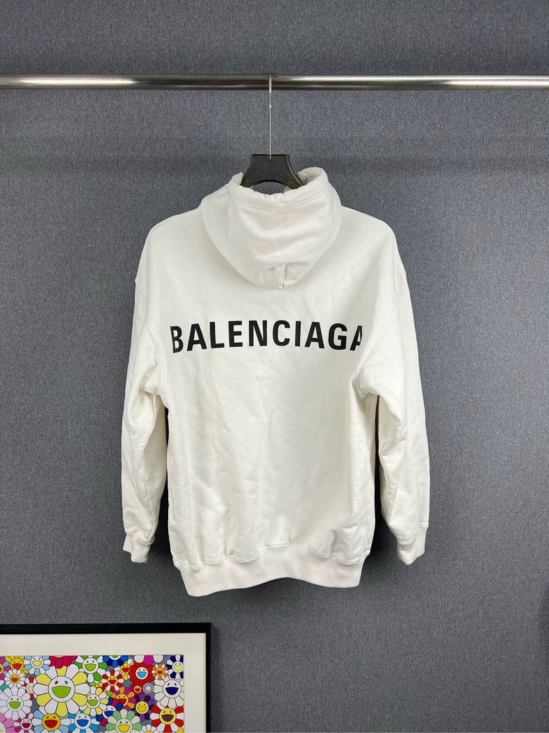 Balenciaga Back Logo White Hoodie - dmc