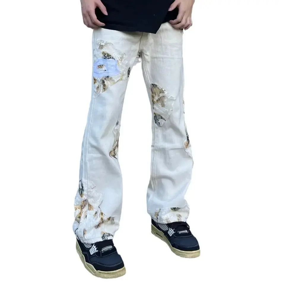 Japanese Brand Retro loose lace embroidered jeans Size US 32 / EU 48 - 4 Thumbnail