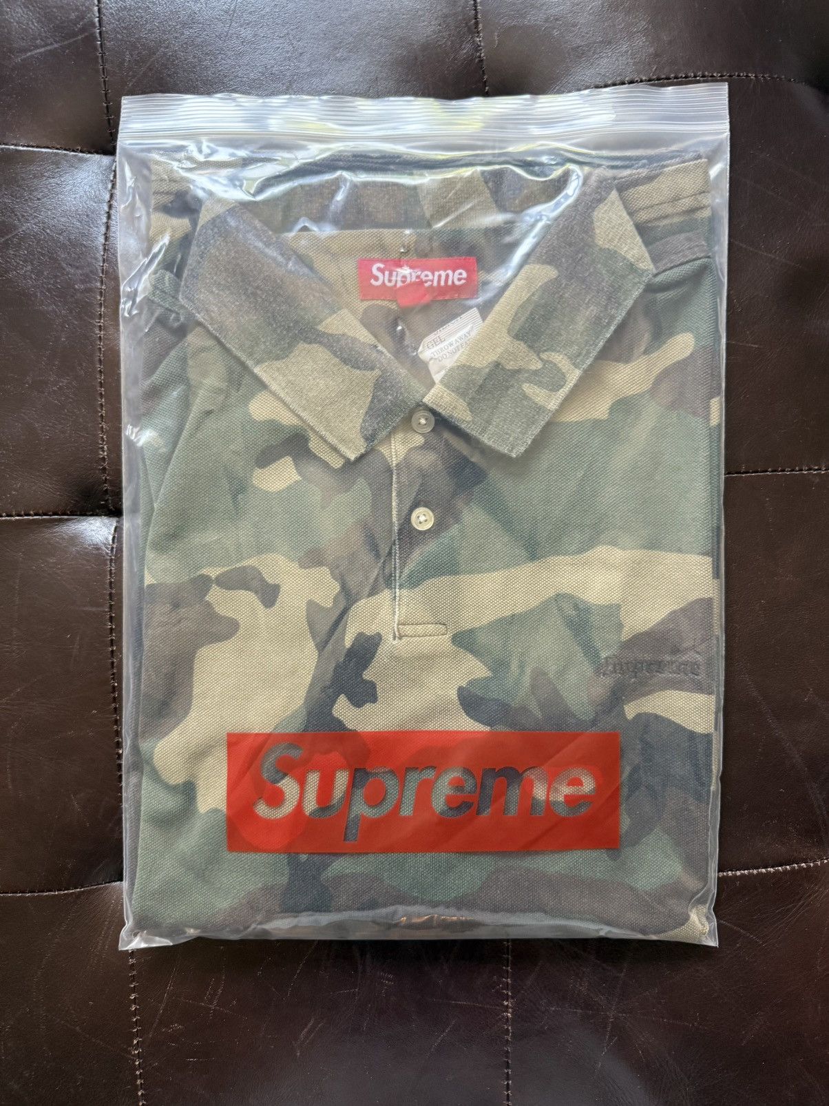 Supreme Washed Camo Polo Shirt SS25 Size XL Woodland Camo