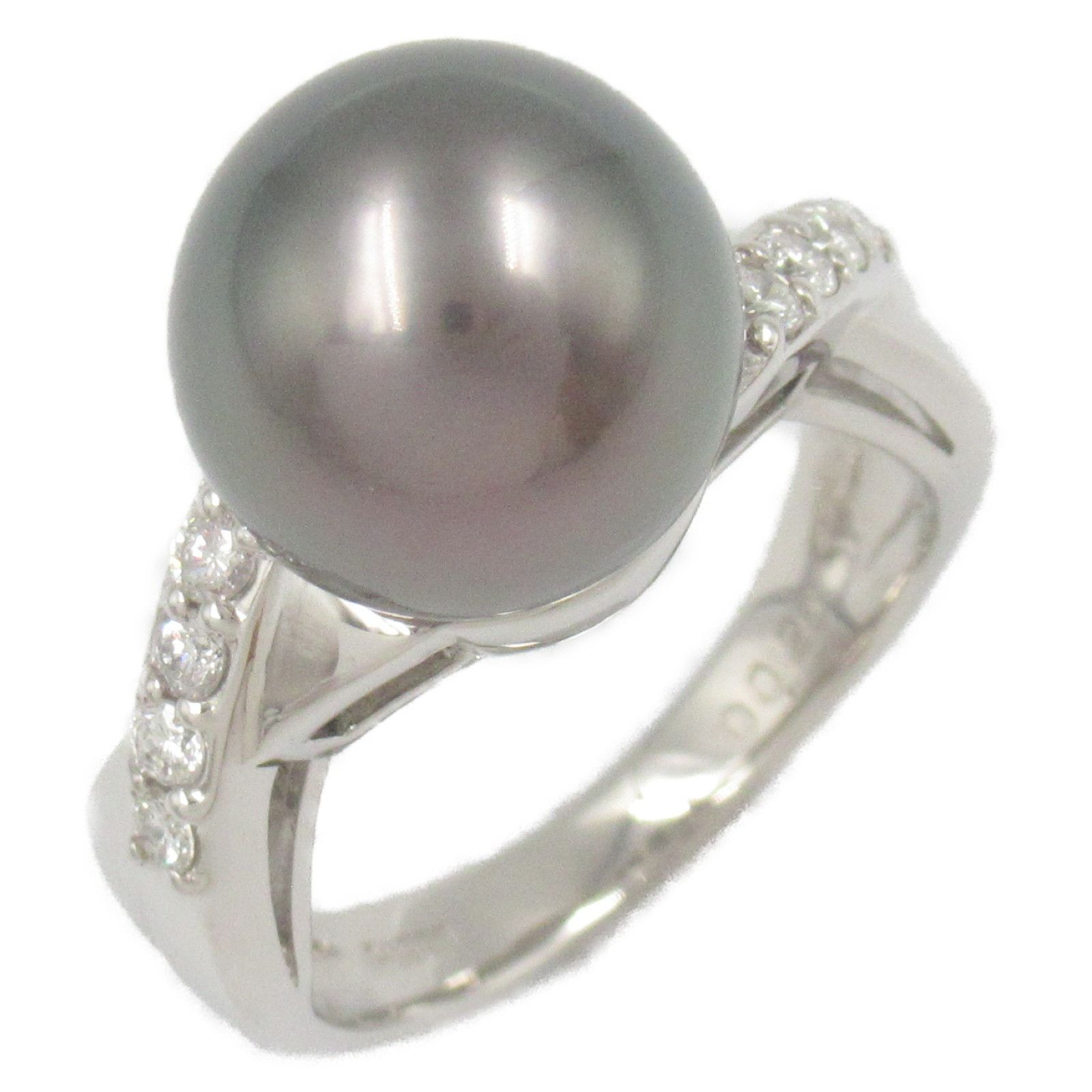 Luxuness Jewelry Kurocho Pearl Diamond Pt900 Ring Metal Ring in Black, Women's
