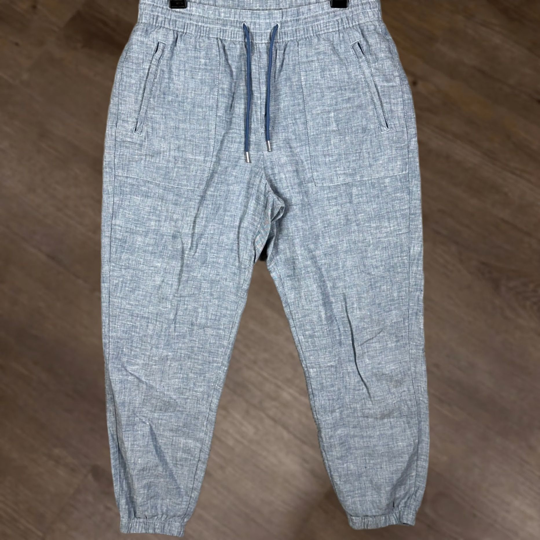 Athleta Athleta Linen Pants Womens 10 Blue Jogger Drawstring Tapered Relaxed Pockets Elastic Waist 100% Linen Casual Travel Style Jogger Size 32" / US 10 / IT 46 - 1 Thumbnail