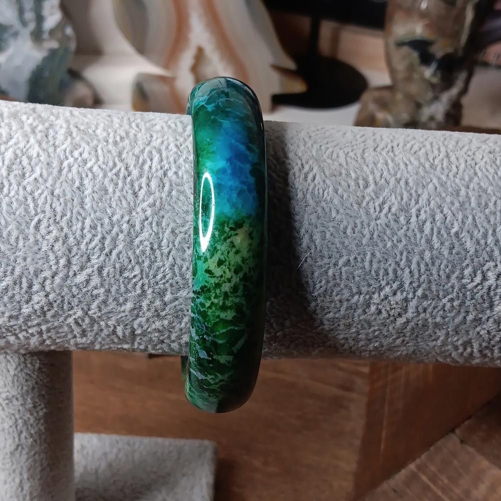 Designer Genuine Peacock Jade Bangle Bracelet Size ONE SIZE - 1 Thumbnail
