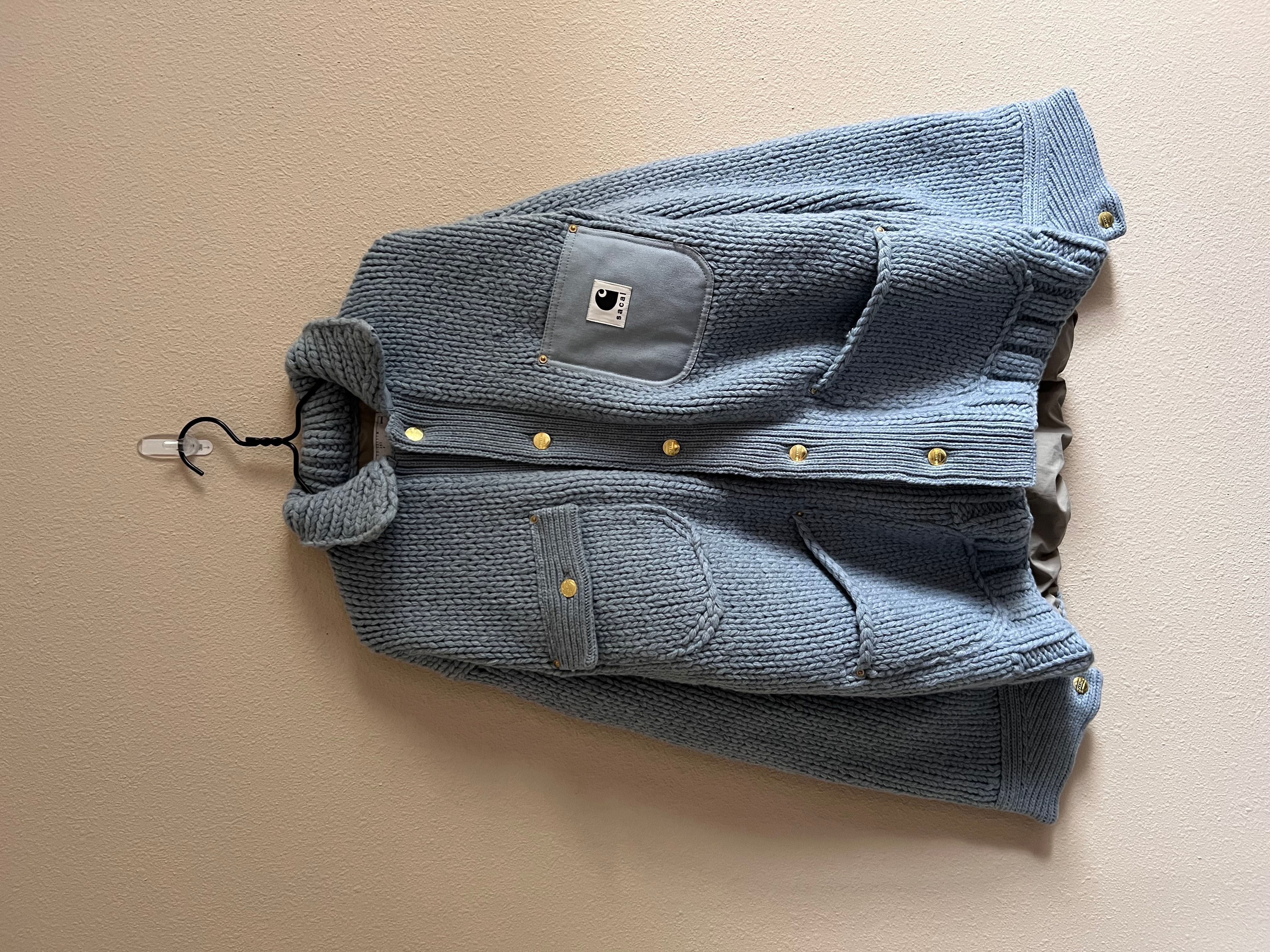 Sacai Carhartt WIP Knit Michigan Jacket in Light Blue