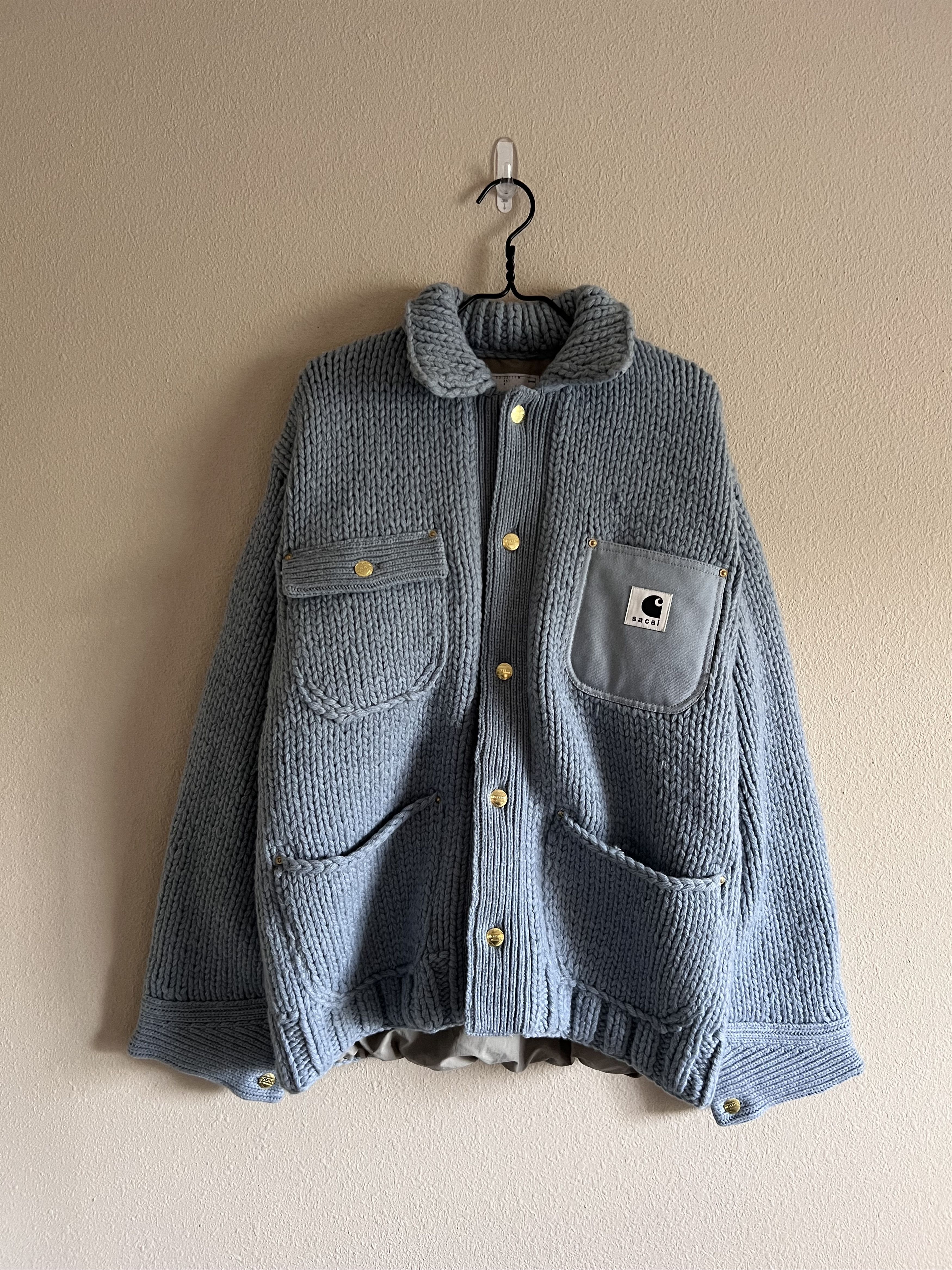 Sacai Carhartt WIP Knit Michigan Jacket in Light Blue