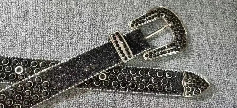 Japanese Brand Black Rhinestone Vintage Belt Size ONE SIZE - 5 Thumbnail