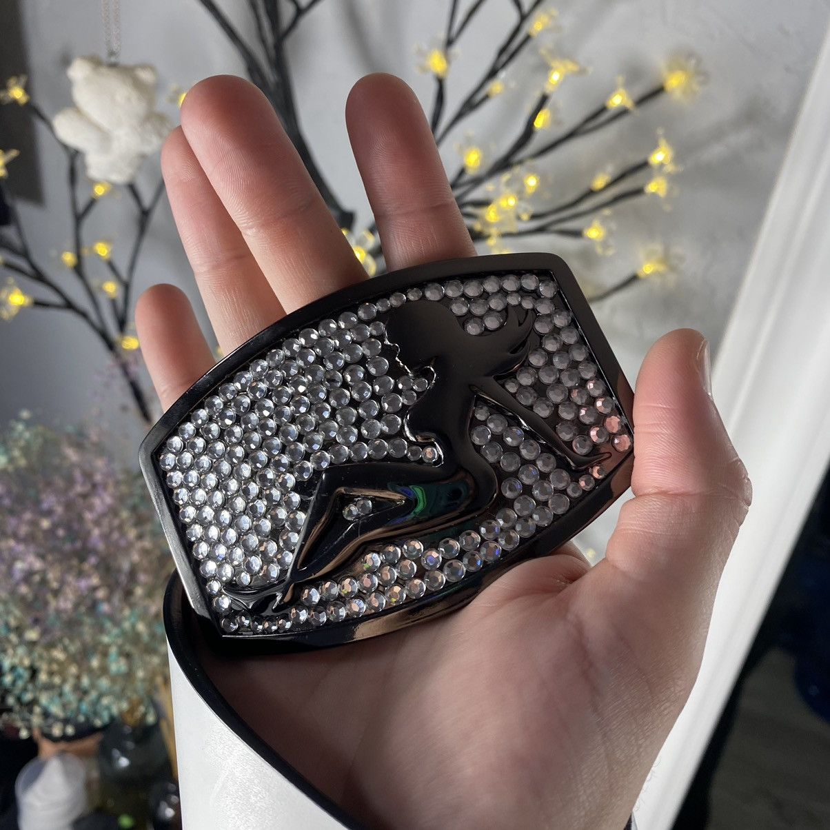 20471120 SEXY GIRL DIAMONDS Y2K LEATHER METAL BELT Size ONE SIZE - 3 Thumbnail
