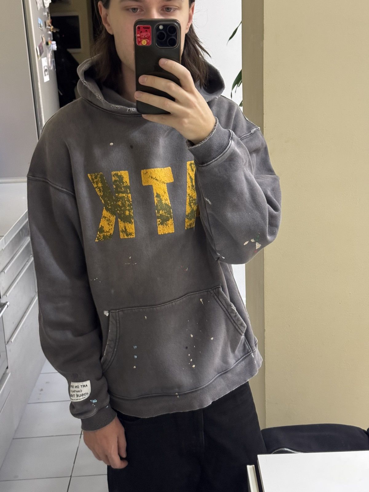 Gallery Dept. Gallery Dept ATK Logo Distressed Hoodie(Grey/L) Size US L / EU 52-54 / 3 - 5 Thumbnail