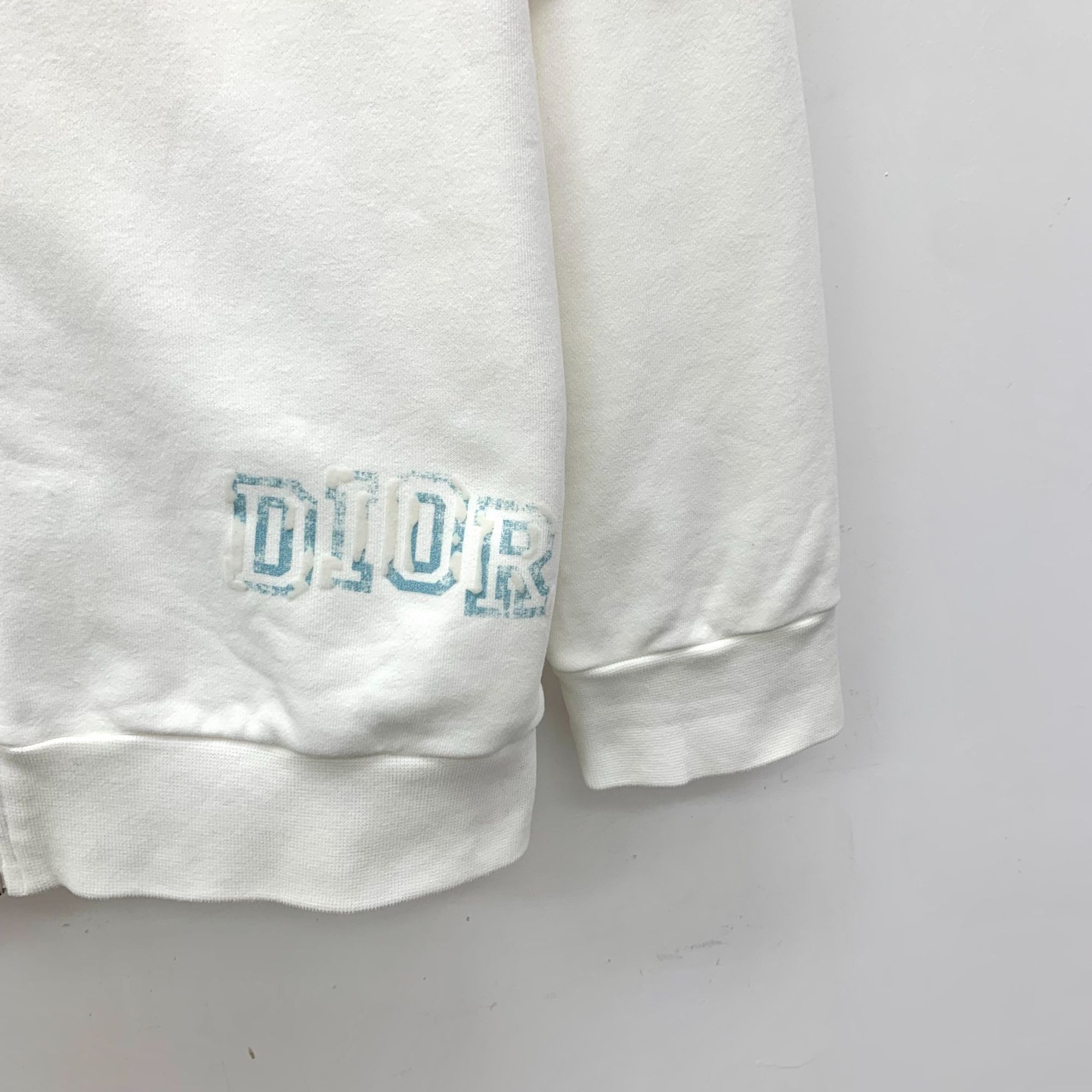 Dior DIOR White Cotton Zip-Up Hooded Sweatshirt With Logo Print S Size XL / US 12-14 / IT 48-50 - 6 Thumbnail