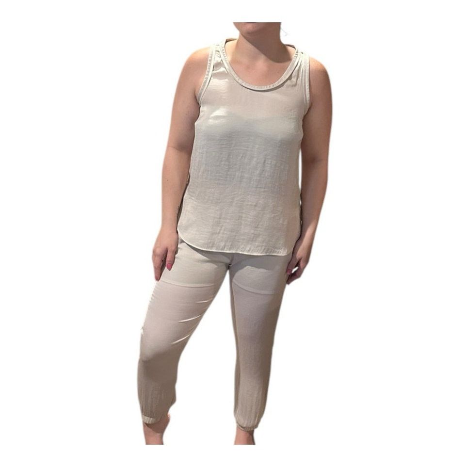 Other Naked Zebra Beige Round Neck Sleeveless Drawstring Joggers Size 28" / US 6 / IT 42 - 1 Thumbnail