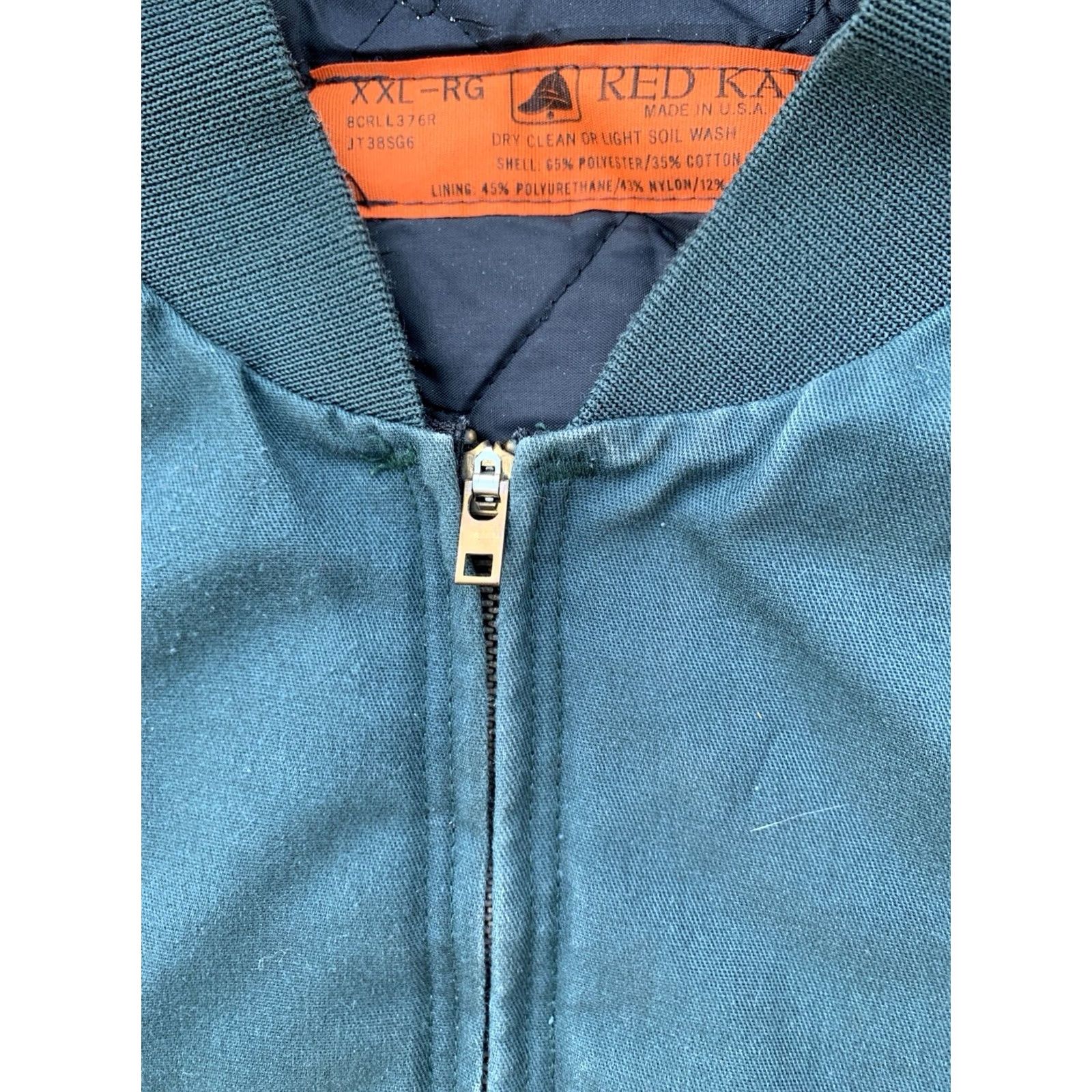 Red Kap VINTAGE Red Kap Work Jacket Worn Talon Zipper The Name Charles Green 2XL Reg Green Jacket Mens Bomber Full Zip Lined Pockets USA Made Size US XXL / EU 58 / 5 - 7 Thumbnail
