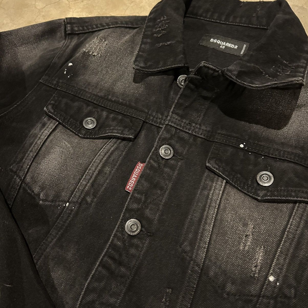 Designer NWT Dsquared2 Dan Distressed Paint Splatter Denim Jacket Size US L / EU 52-54 / 3 - 5 Thumbnail