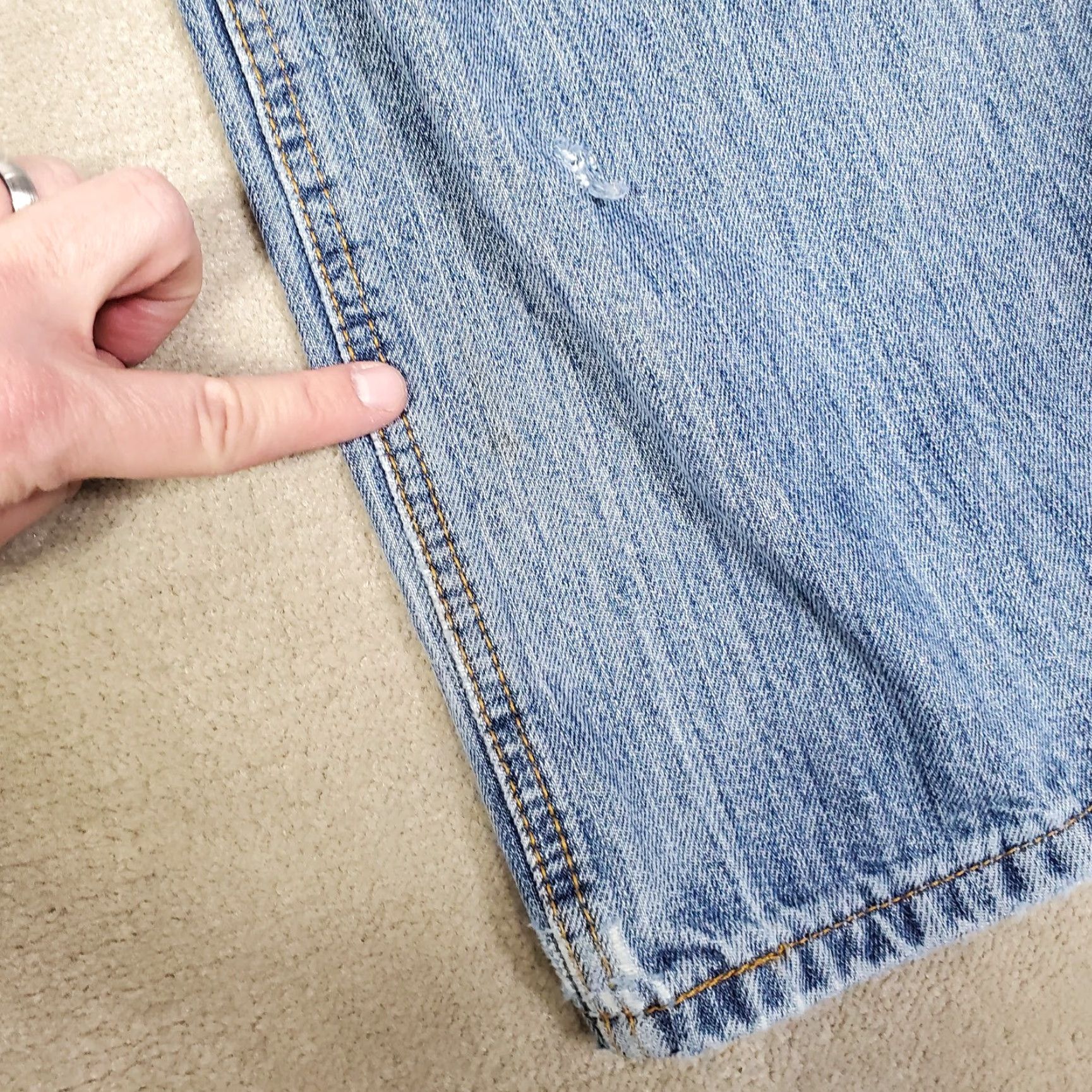 Vintage Cinch Jeans Mens 38x34 Blue Relaxed Fit Straight Leg Distressed White Label Fade Shirt? Size US 38 / EU 54 - 4 Thumbnail