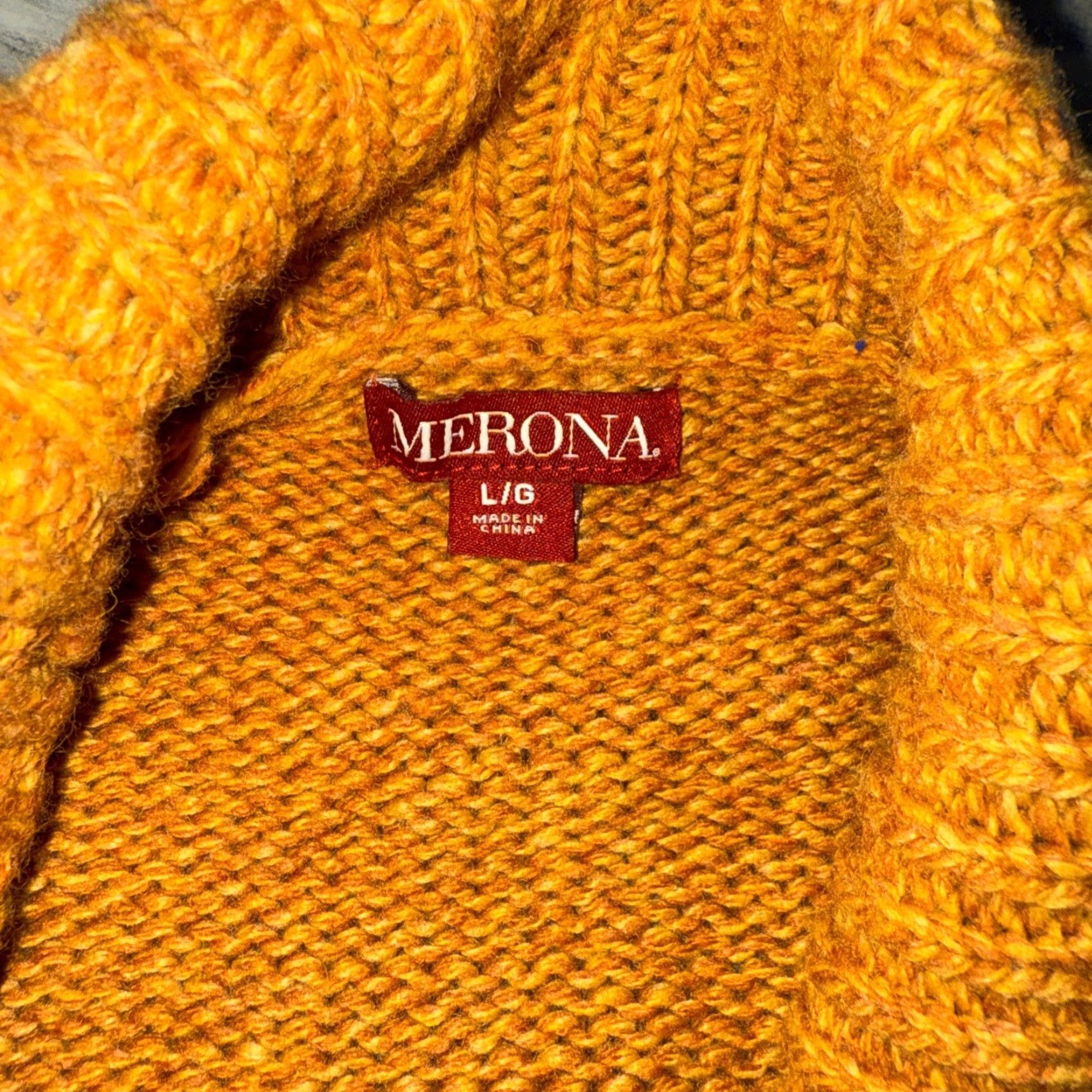 Merona Merona Cardigan Sweater Women L Dark Mustard Orange Open Knit Long Sleeve Wool Acrylic Solid Collar - Regular Fit - Fall Spring Winter Size L / US 10 / IT 46 - 3 Thumbnail