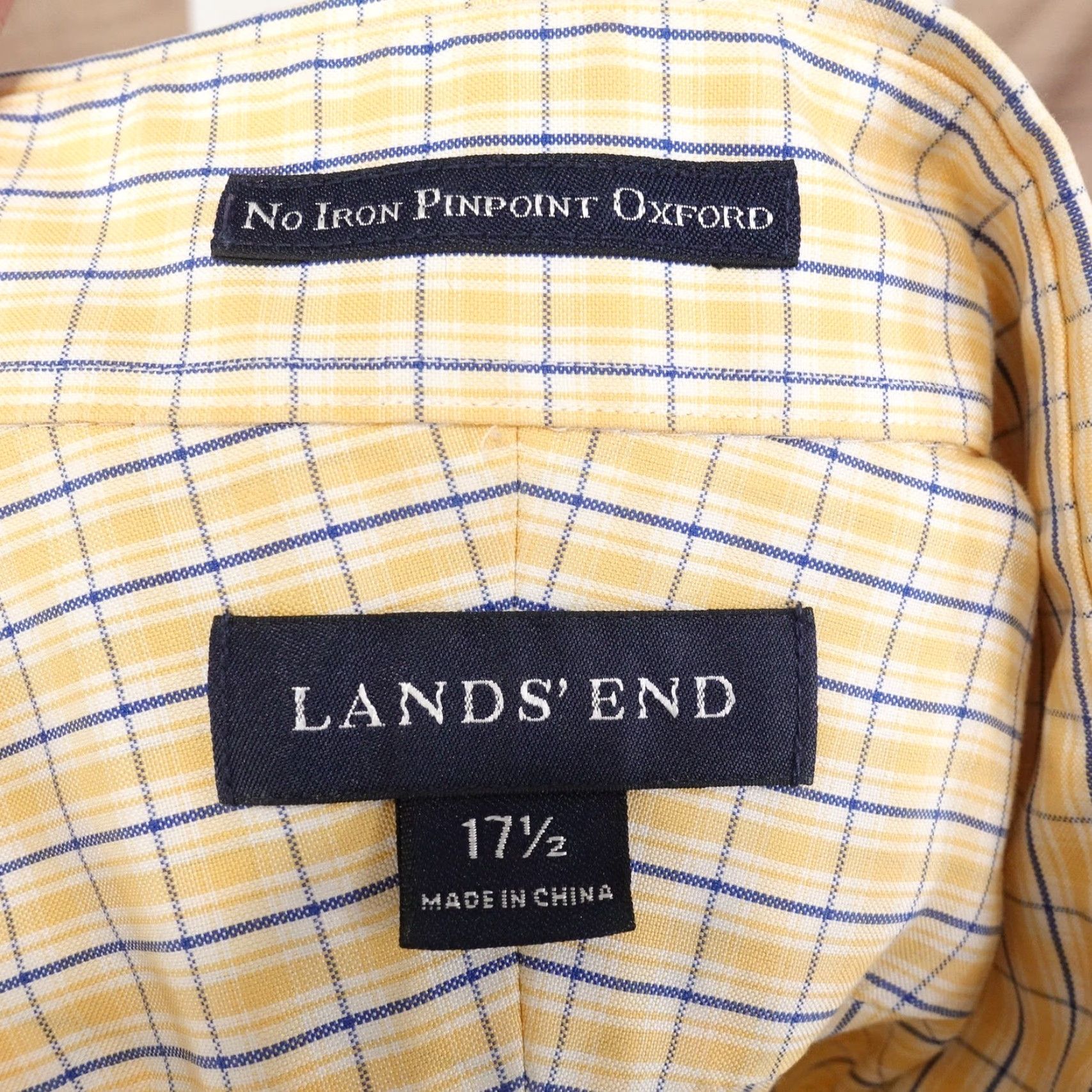 Lands' End VINTAGE Lands' End Men's Shirt 2XL Short Sleeve Yellow Blue Plaid Non-Iron Cotton Casual Size US XXL / EU 58 / 5 - 6 Thumbnail