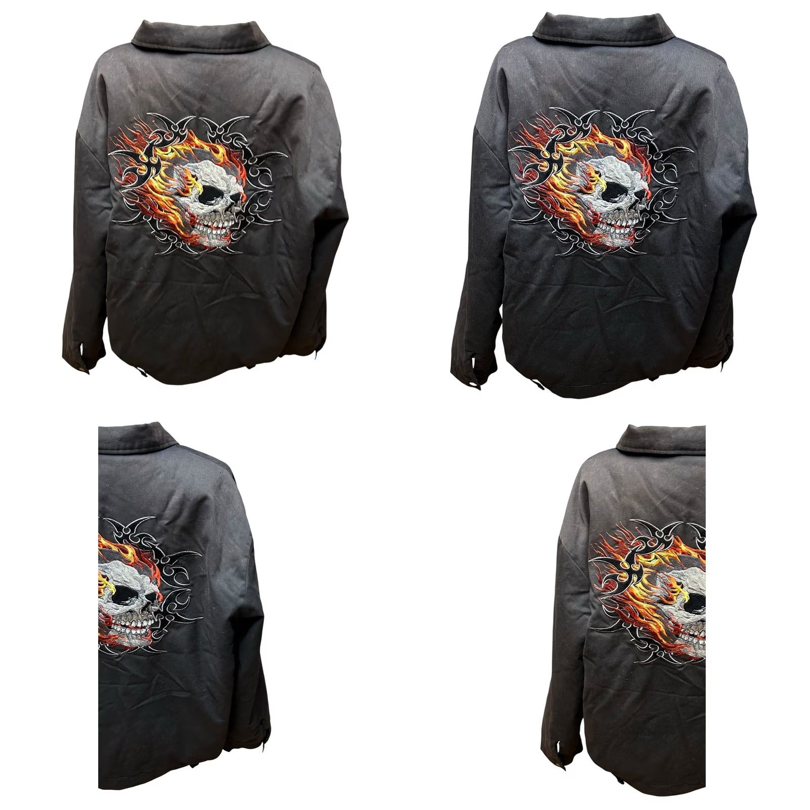 Vintage Hot Leathers Men's Polyester Motorcycle Jacket Burning Skull Size 3XL Black Size US XXL / EU 58 / 5 - 8 Thumbnail