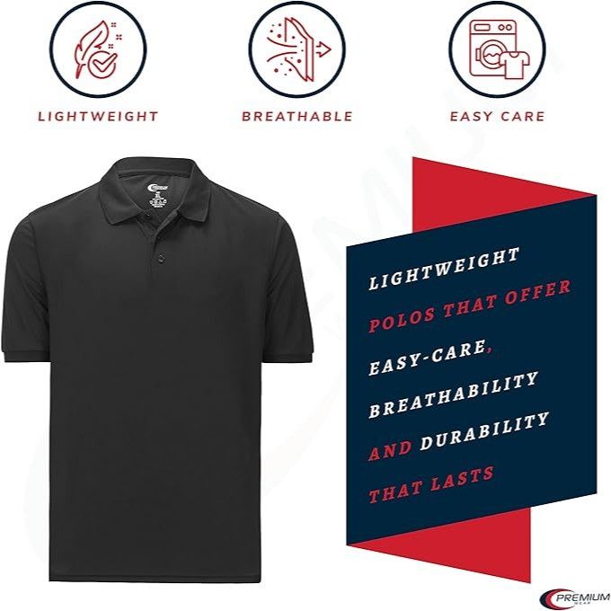 Premium Co. Premium Wear Mens Polo XL Black Moisture Wicking New Size US M / EU 48-50 / 2 - 2 Thumbnail