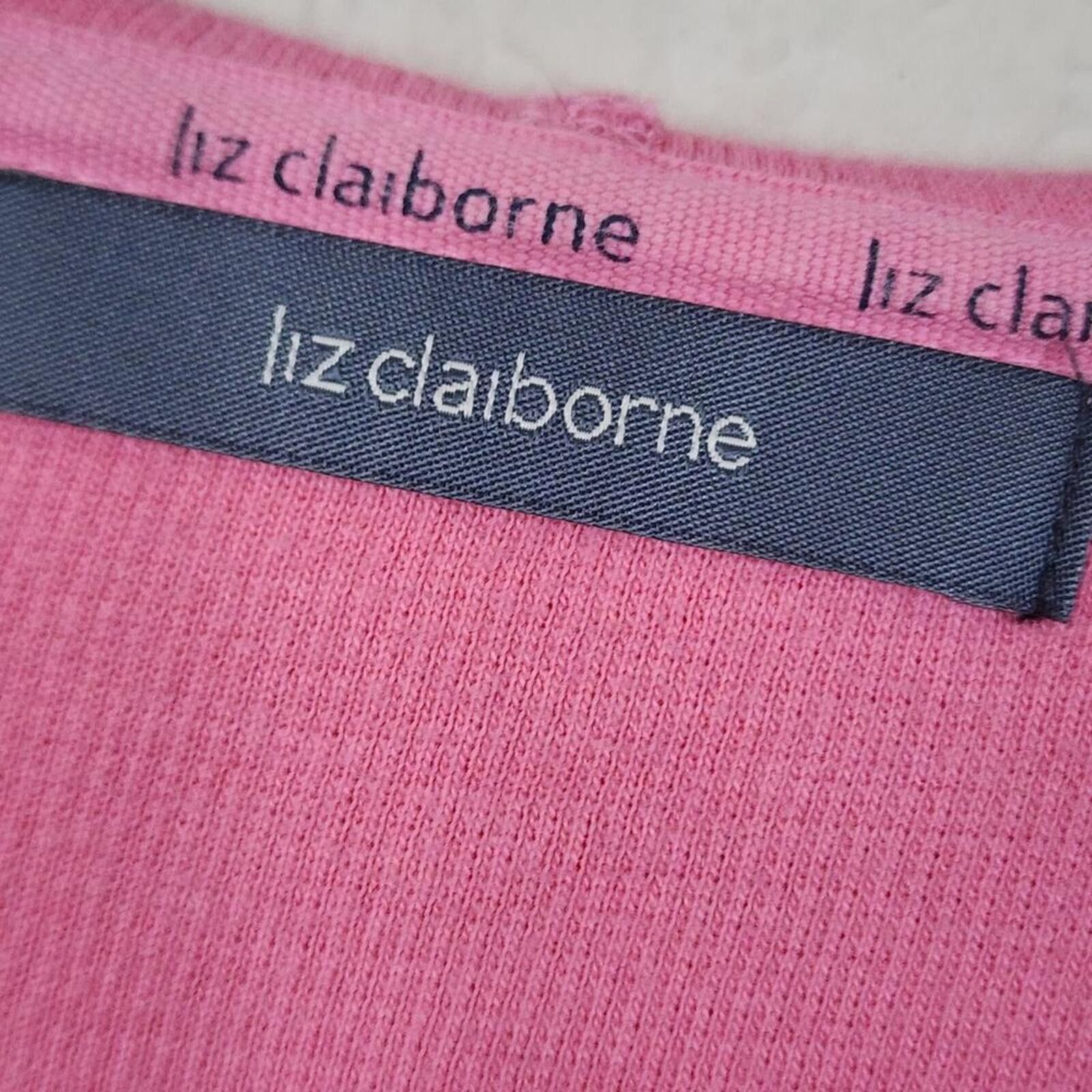Other 100% Cotton Medium Liz Claiborne Pink Long Sleeve Jacket Size M / US 6-8 / IT 42-44 - 2 Thumbnail