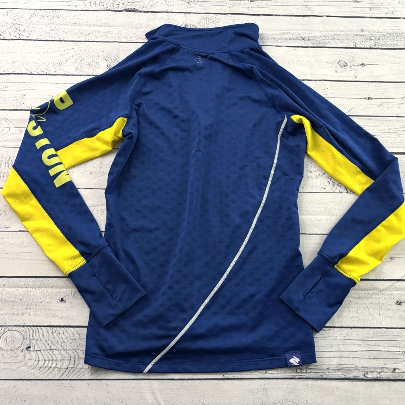 Vintage Rabbit Boston Marathon Long Sleeve 1/4 Zip Athletic Shirt Women's XS Blue Yellow Size XS / US 0-2 / IT 36-38 - 7 Thumbnail