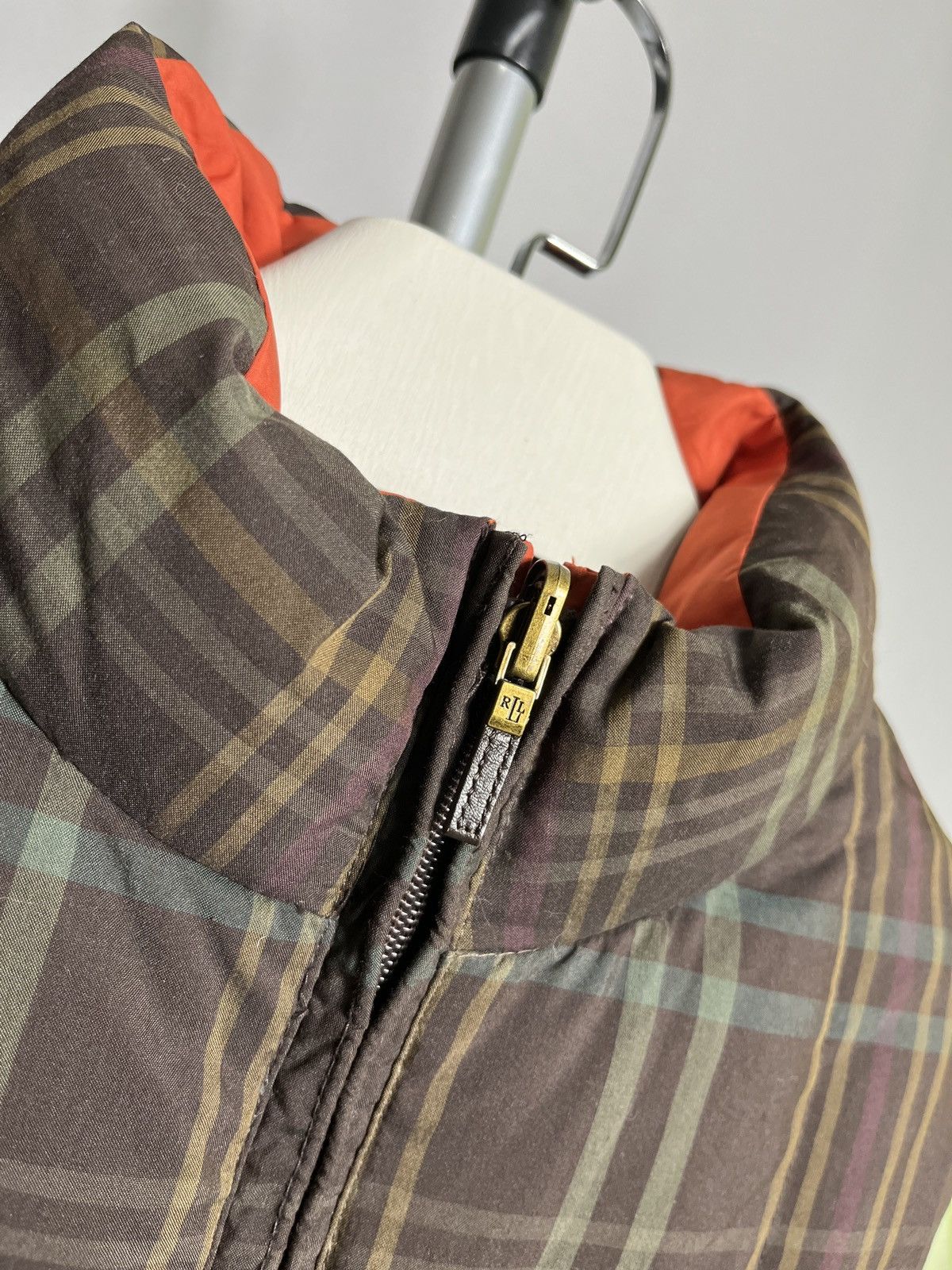 Lauren Ralph Lauren Ralph Lauren Down Puffer Vest Jacket Orange Check Reversible Size L / US 10 / IT 46 - 2 Thumbnail