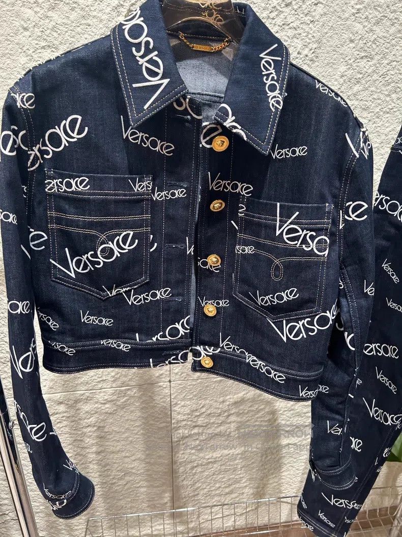 Versace Versace Dark blue letter logo short denim suit Size US XXS / EU 40 - 5 Thumbnail