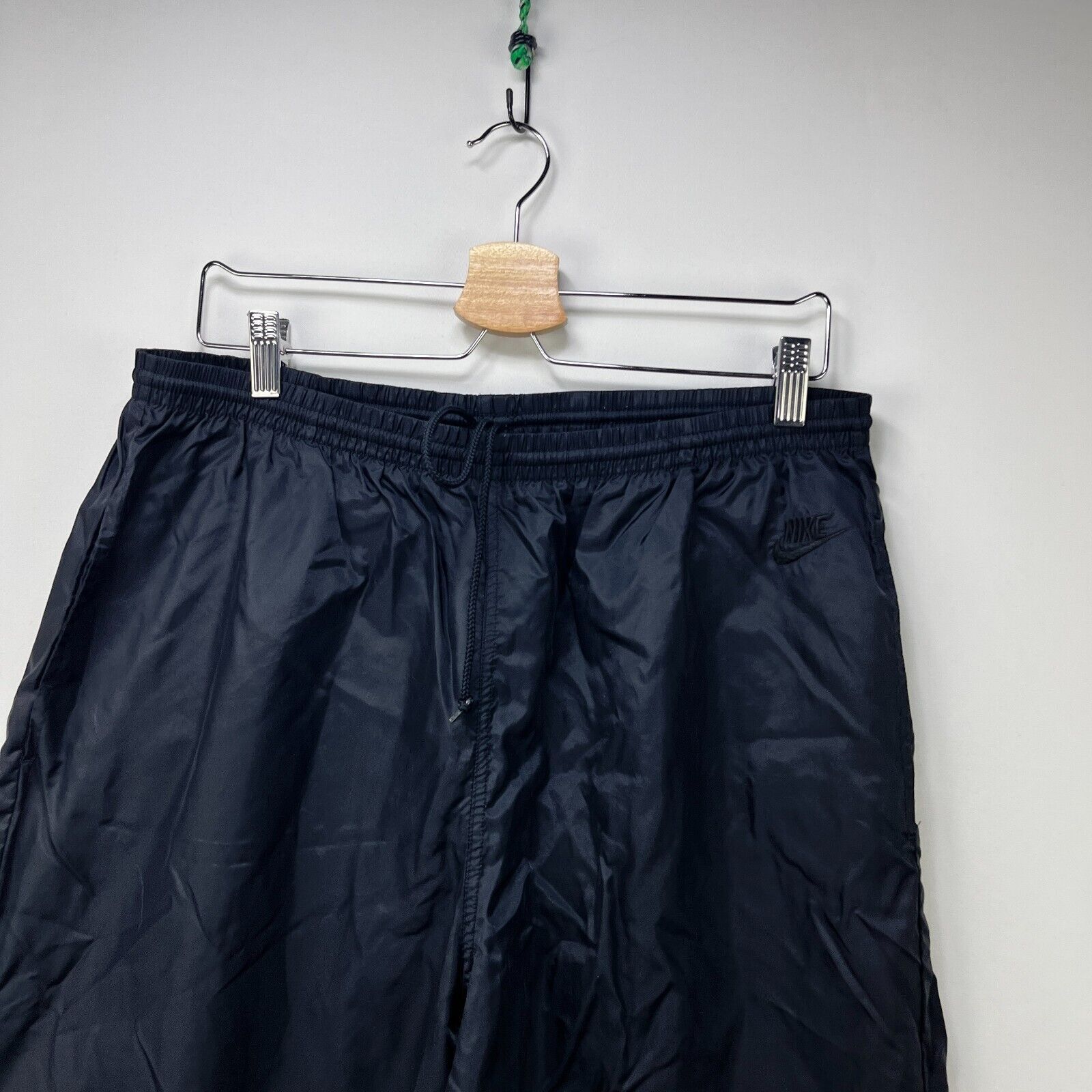 Nike × Vintage Vintage 90s Nike Windbreaker Pants Black Swoosh XL Swishy Size US 42 / EU 58 - 2 Thumbnail