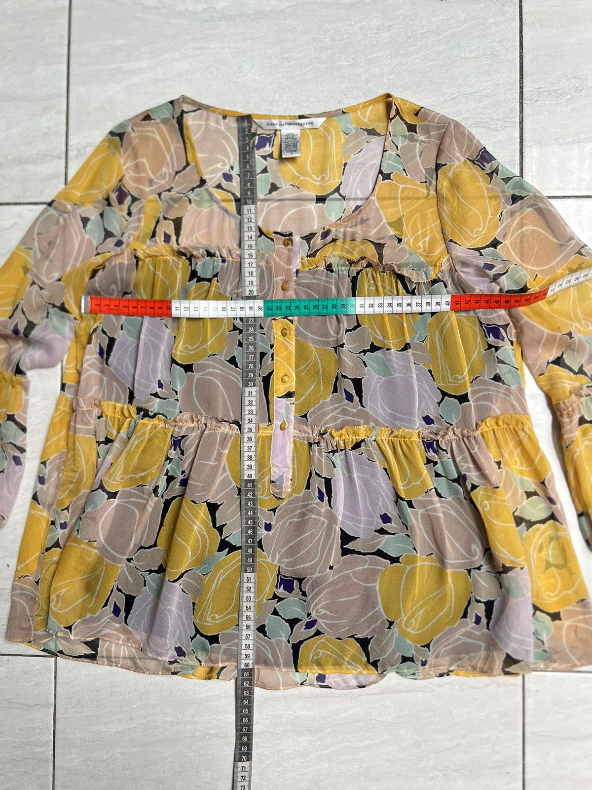 Diane von Furstenberg Diane Von Furstenberg Flowers Motive Blouse Size XS / US 0-2 / IT 36-38 - 2 Thumbnail
