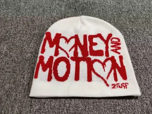 Japanese Brand Money and Motion Graphic No Cuff Knit Beanie Hat White Size ONE SIZE - 3 Thumbnail