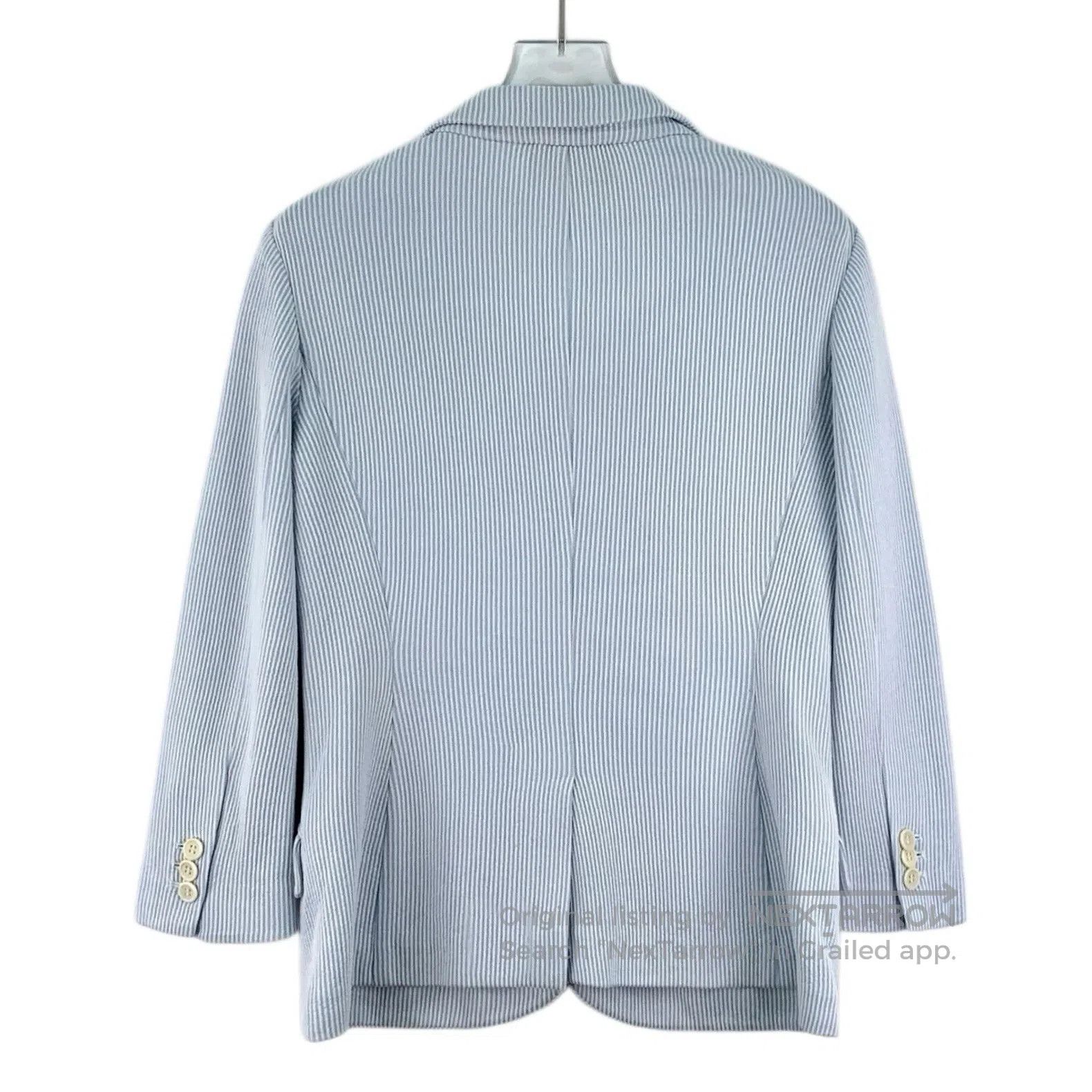 Loro Piana Loro Piana Light Blue Vertical Striped Cotton Notched Coll Size S / US 4 / IT 40 - 2 Thumbnail