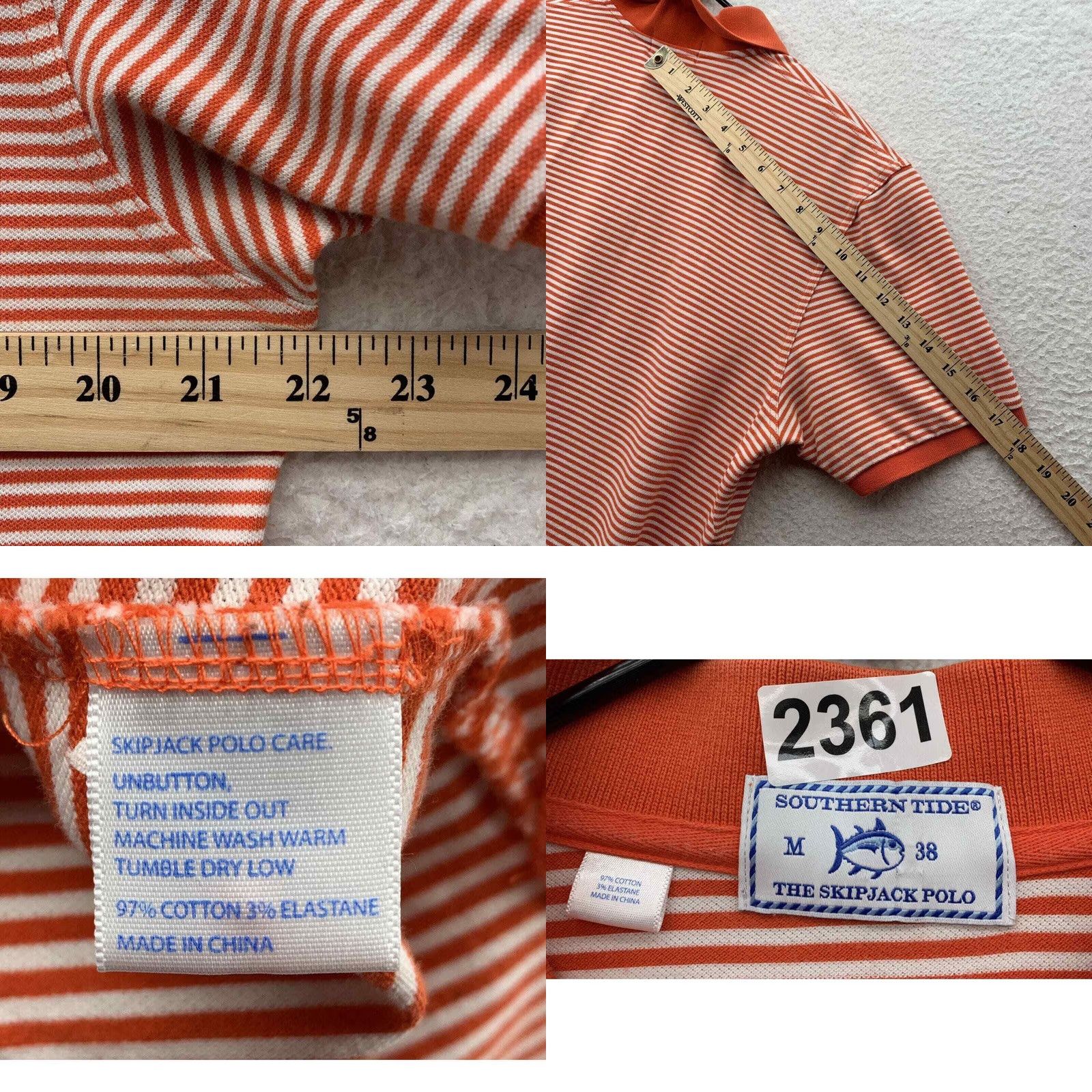 Southern Tide Southern Tide Polo Shirt Mens Medium M Skipjack Orange White Preppy Comfort Dad Size US M / EU 48-50 / 2 - 8 Thumbnail