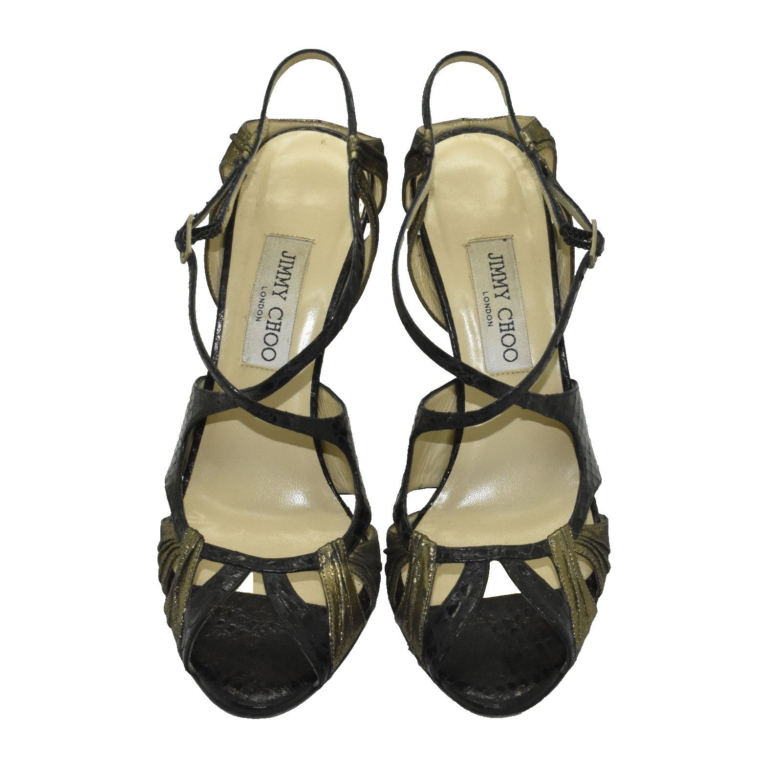 Jimmy Choo JIMMY CHOO Python Leather Glitter Suede Strappy Heels 40.5 Size US 10.5 / IT 40.5 - 3 Thumbnail