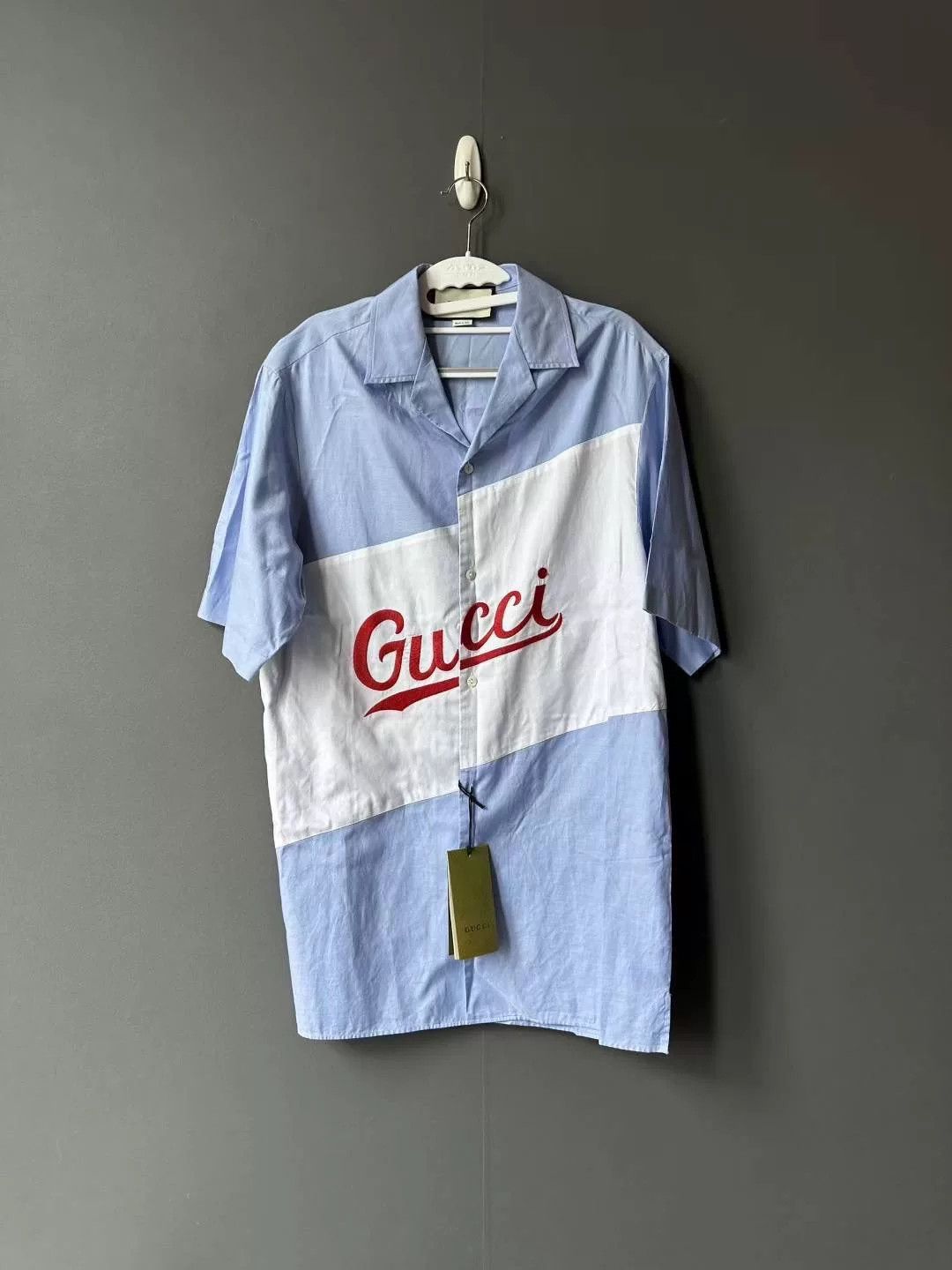 Gucci Gucci Blue White Cola Embroidery Shirt Size US S / EU 44-46 / 1 - 1 Thumbnail