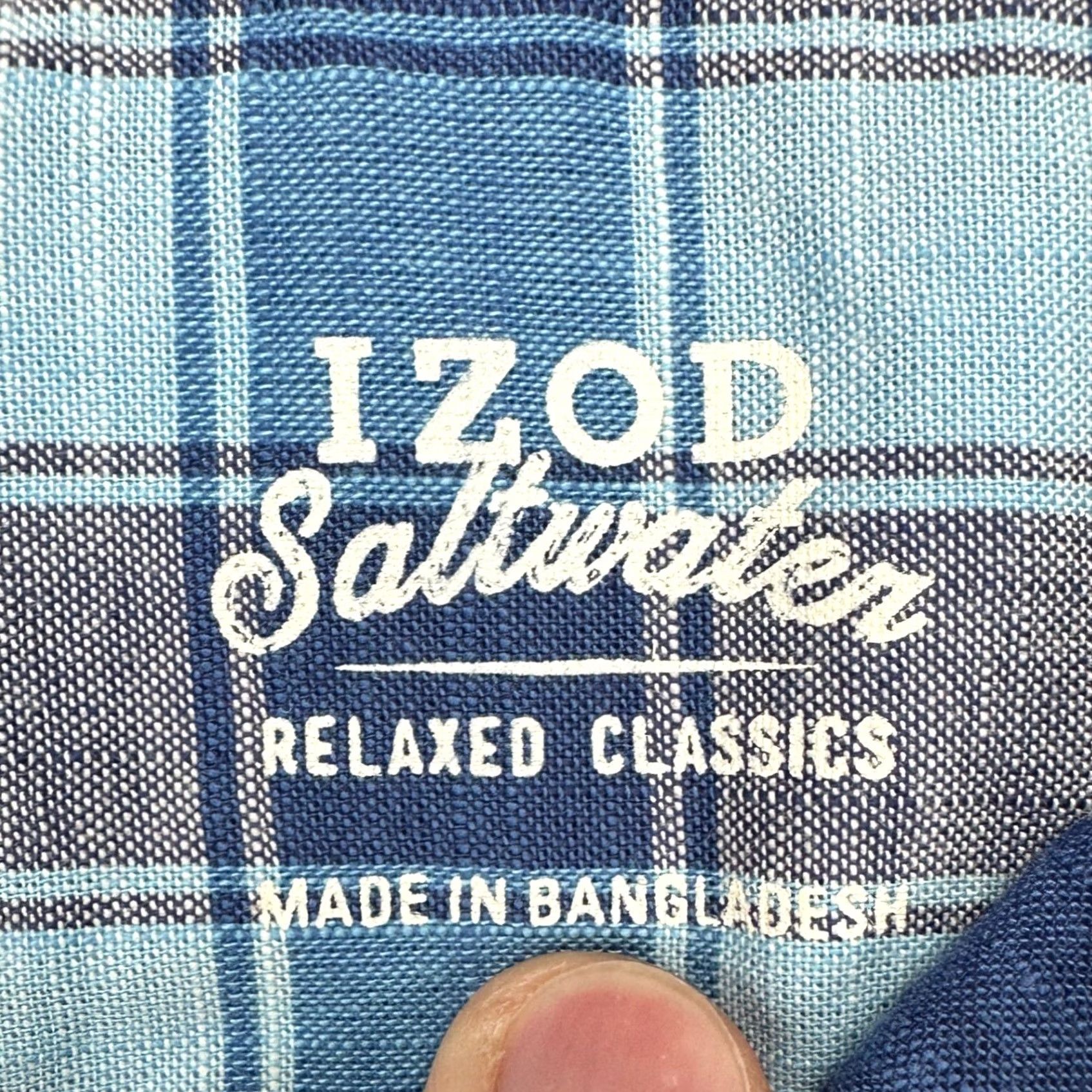 Izod Izod Saltwater Mens Shirt Large Blue Plaid Flap Pocket Button Up Relaxed NEW Size US L / EU 52-54 / 3 - 4 Thumbnail