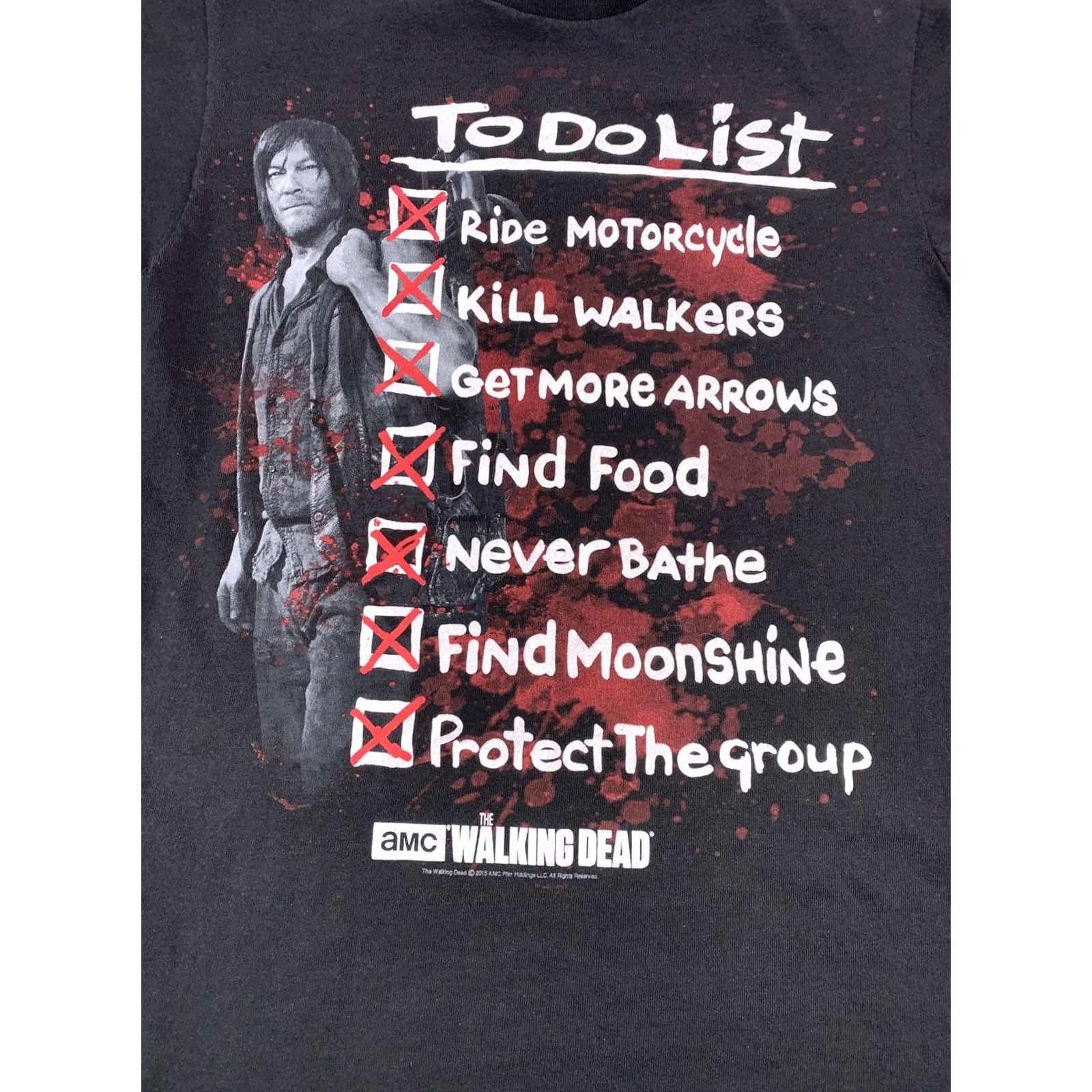 Vintage The Walking Dead Daryl Dixon T-Shirt To Do List Funny Adult S Black Crew Neck Short Sleeve Cotton Blend Unisex Size US S / EU 44-46 / 1 - 2 Thumbnail