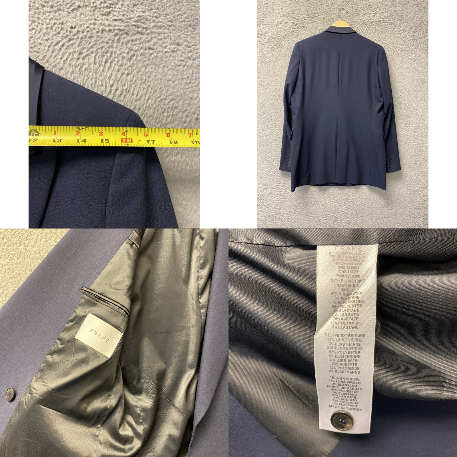 Frame VINTAGE FRAME Women's Blazer Double Breasted Wool Navy XS/S Basic Jacket, Formal, Classic, Fall Style Size XS / US 0-2 / IT 36-38 - 8 Thumbnail