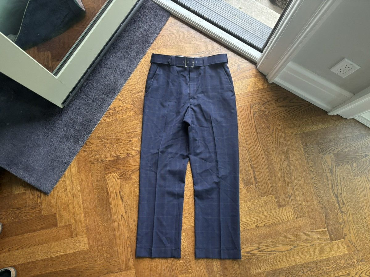 Vintage 1970s Vintage Plaid Trousers 60s Wool Pants Matching Belt Size US 32 / EU 48 - 10 Thumbnail