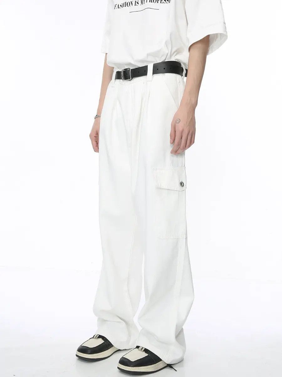 Japanese Brand Retro loose white straight leg jeans Size US 32 / EU 48 - 5 Thumbnail