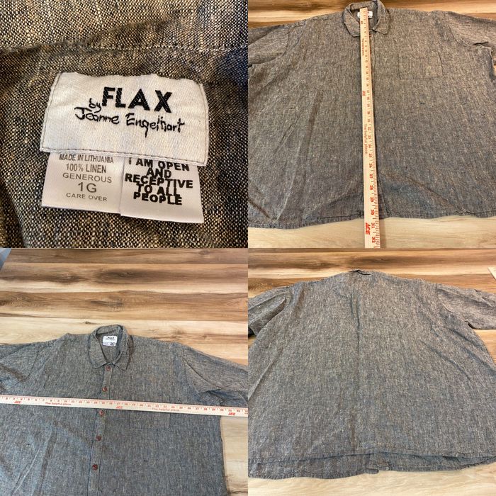 Vintage FLAX Jeanne Engelhart Top Womens 1G 18 - 20 Generous 100% Linen  Button Up