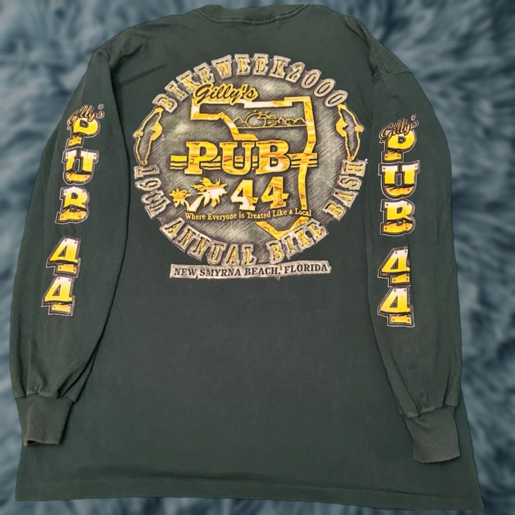 Vintage VINTAGE 90s Y2K Pub 44 Biker Bike Week VTG Long Sleeve Shirt Mens Size L Green Size US L / EU 52-54 / 3 - 1 Thumbnail