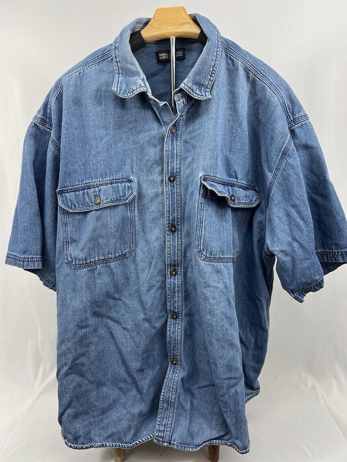 Faded Glory Faded Glory Shirt (Size 2XL) Blue Denim Cotton Button Front Size US XXL / EU 58 / 5 - 1 Thumbnail