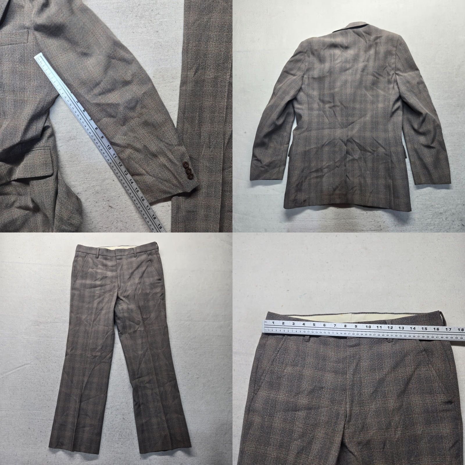 Vintage VINTAGE Curlee Sport Coat Blazer Gray Check 2 Piece Suit Jacket Men's Medium 32 X 28 Sports Size 40R - 8 Thumbnail