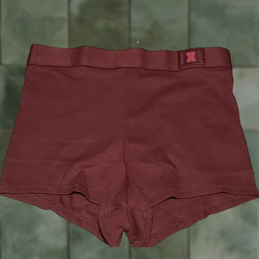 Vintage Savage X Fenty Women's Rib Knit Xssentials Boy Short Red Cocoa Sz Small NWT Size 28" / US 6 / IT 42 - 1 Thumbnail