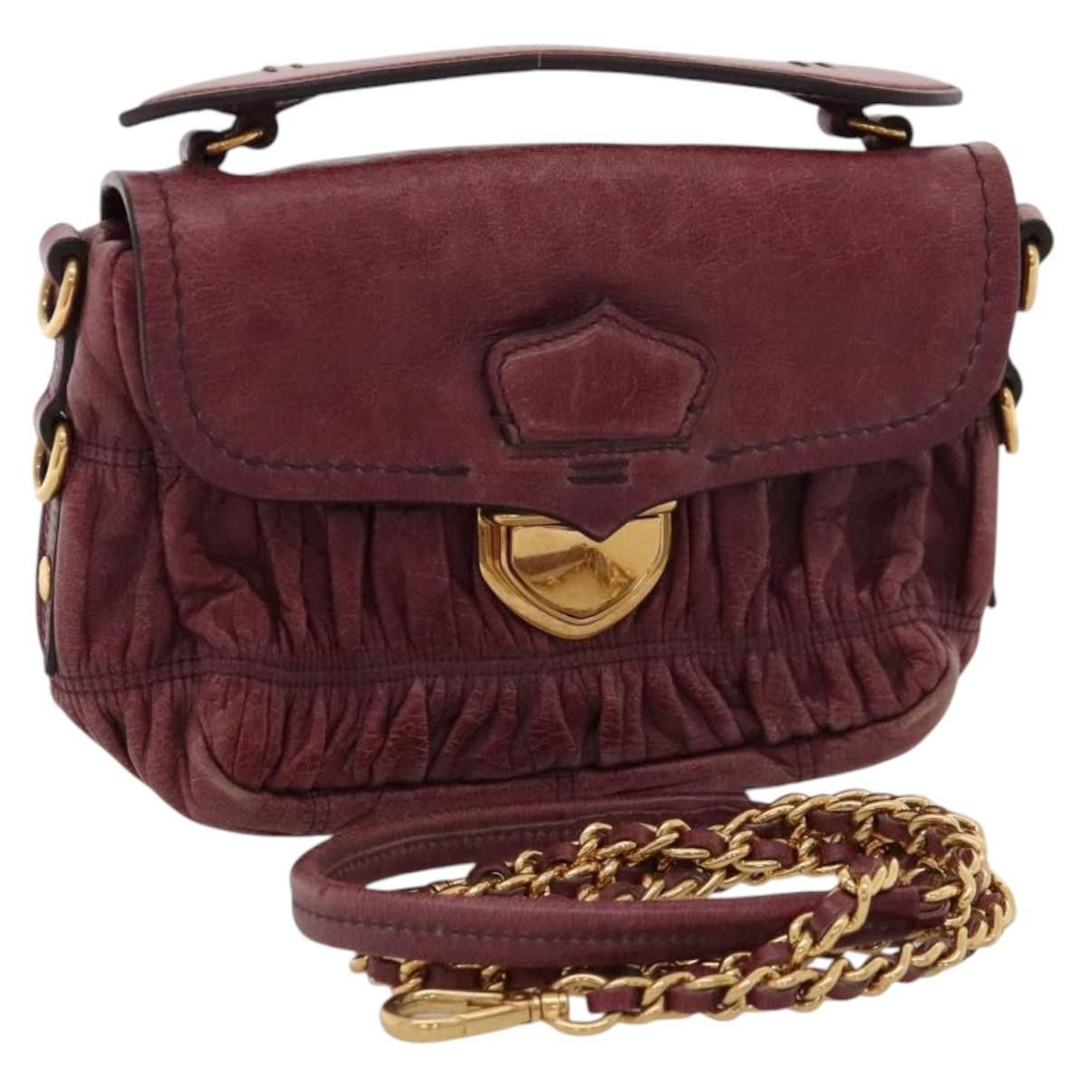 PRADA Shoulder Bag Leather Purple Gold