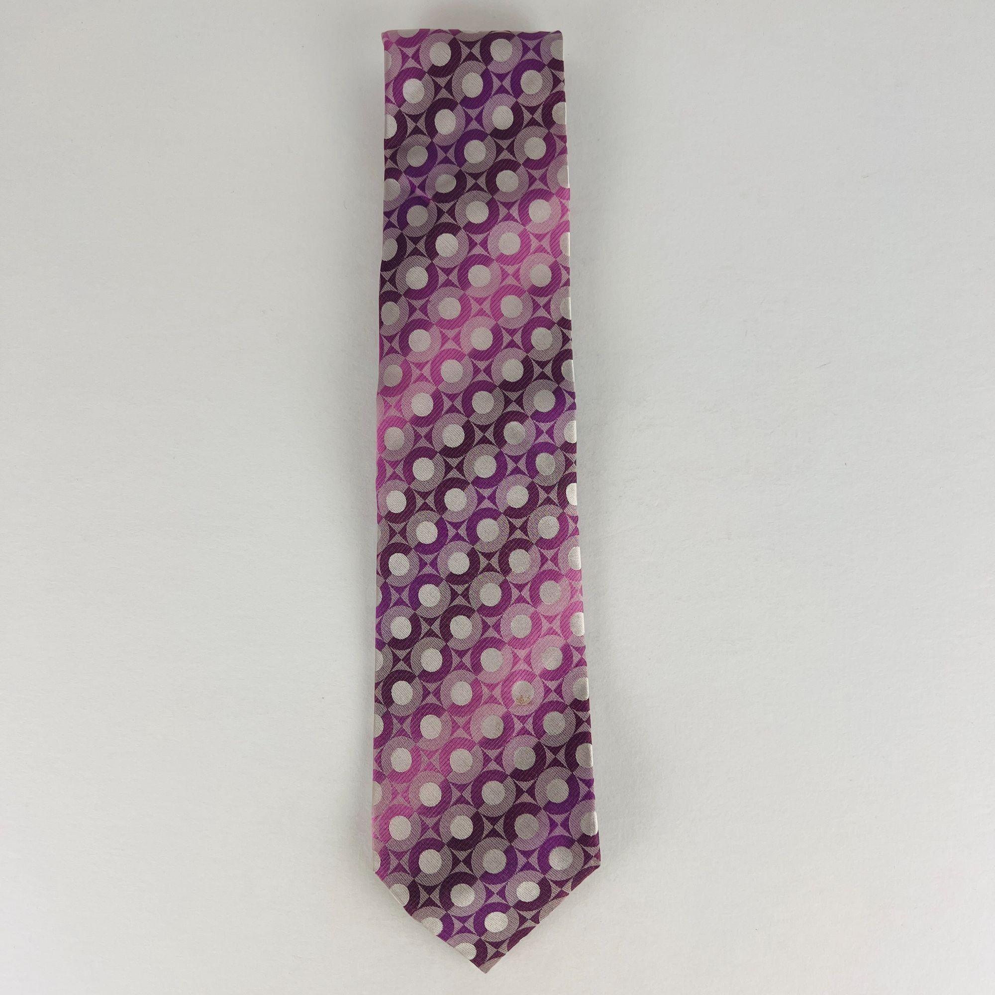 Van Heusen Van Heusen Geometic Circles Purple Shades Necktie Tie Size ONE SIZE - 4 Thumbnail